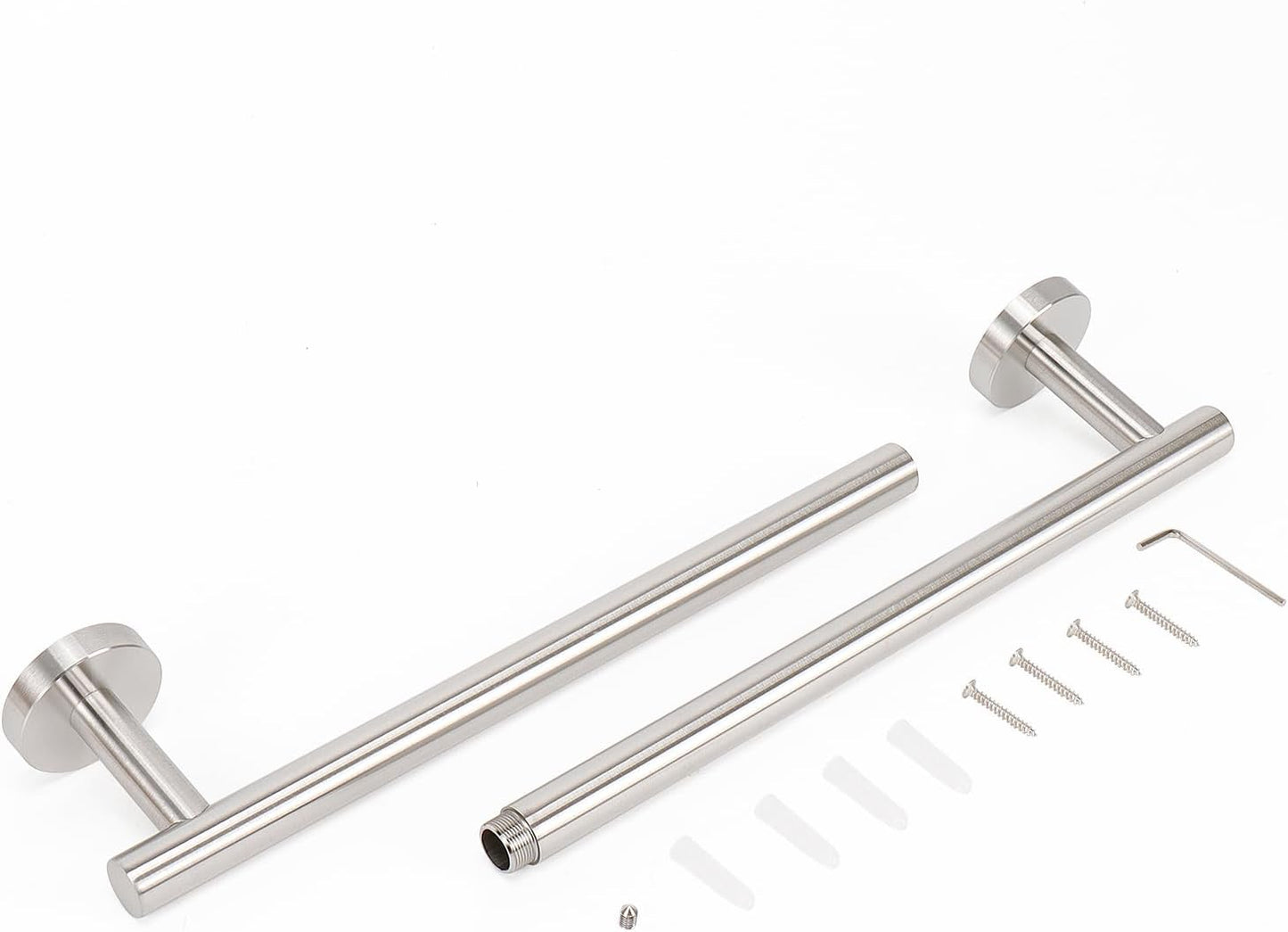 NearMoon Bath Towel Bar, Bath Accessories Thicken Stainless Steel Shower Towel Rack for Bathroom, Towel Holder Wall Mounted (2 Pack, Brushed Nickel, 24 Inch)