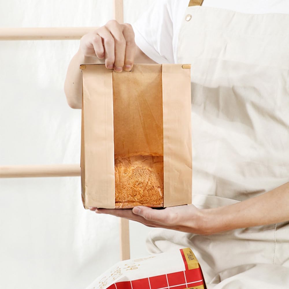 30 Pack Paper Bread Bags 13 x 8.3 x 3.5-inch Bakery Kraft Sourdough Loaf Baked Storage Bags for Homemade Bread Cookie Treat