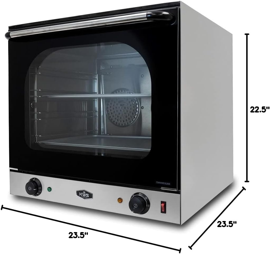 KWS CO-3 1600W Half Size Commercial Countertop Convection Oven, 2 Cu. Ft. - 120V, 4-Tier Toaster w/Front Glass Door, Electric Baking Oven