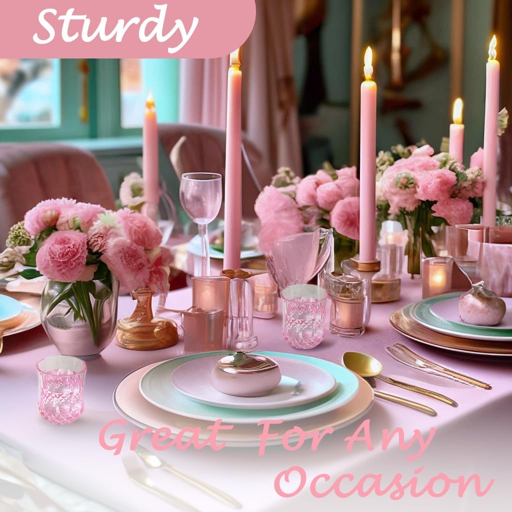 24 PCS Pink Unbreakable Stemless Wine Glasses,9OZ Vintage Colored Plastic Reusable Cups Drinking Glass Goblets Tumblers for Whisky, Beer, Juice, Beverages, Cocktail