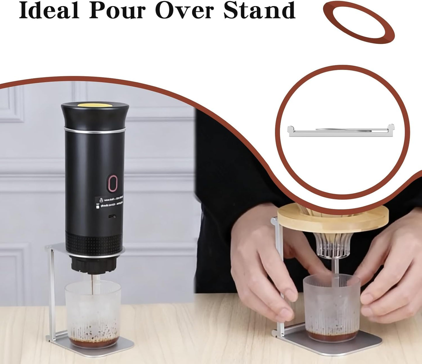 Portable Foldable Coffee Machine Stand with Pour Over Stand for Pour Over Coffee Dripper