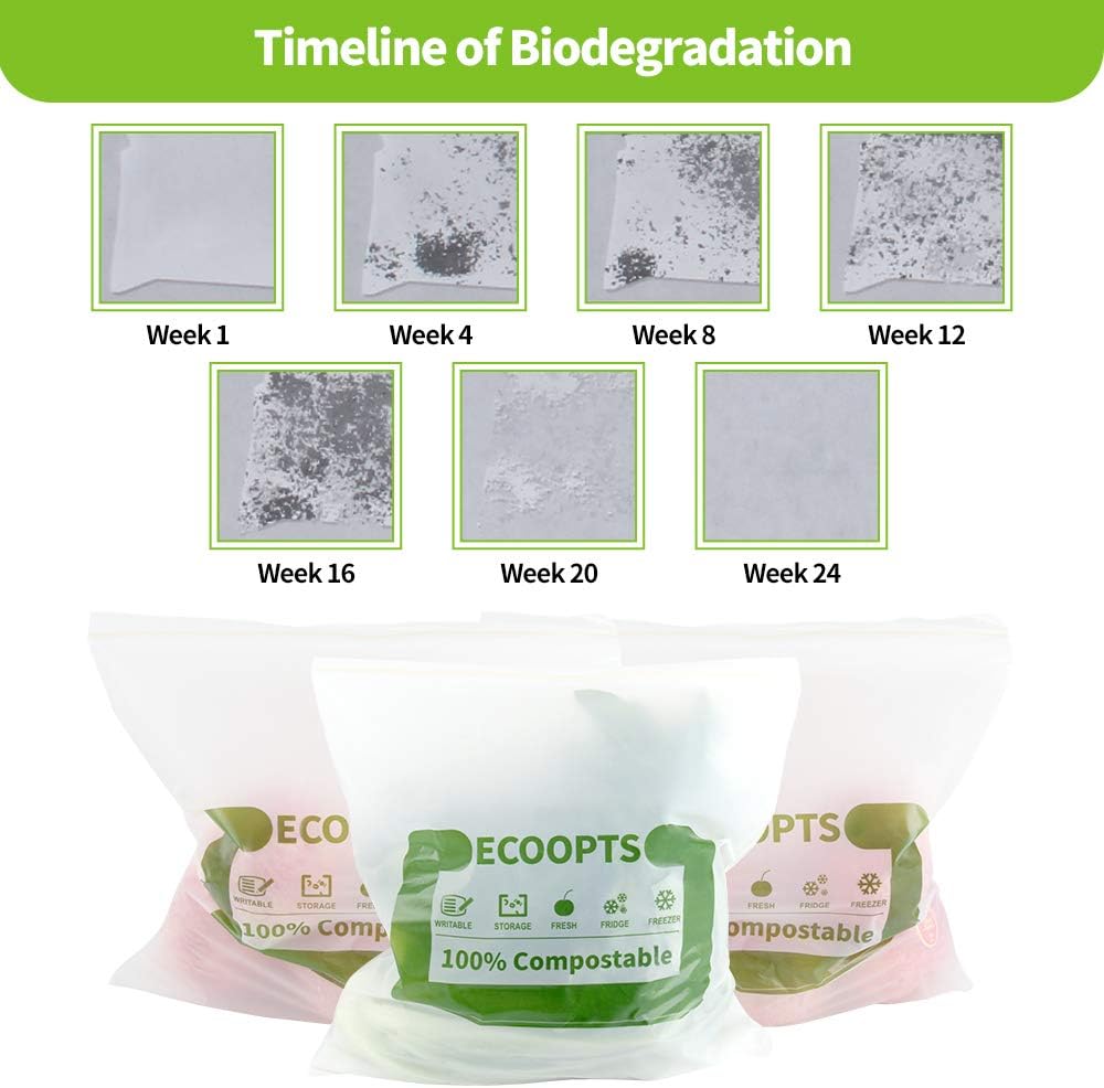 100% Compostable Sandwich Zip Bag | ECO-Friendly Food Storage Bags | Freezer Bag | Plant-Based BPA-free | Seal well for Fruit,Food and Snack (1, Medium)