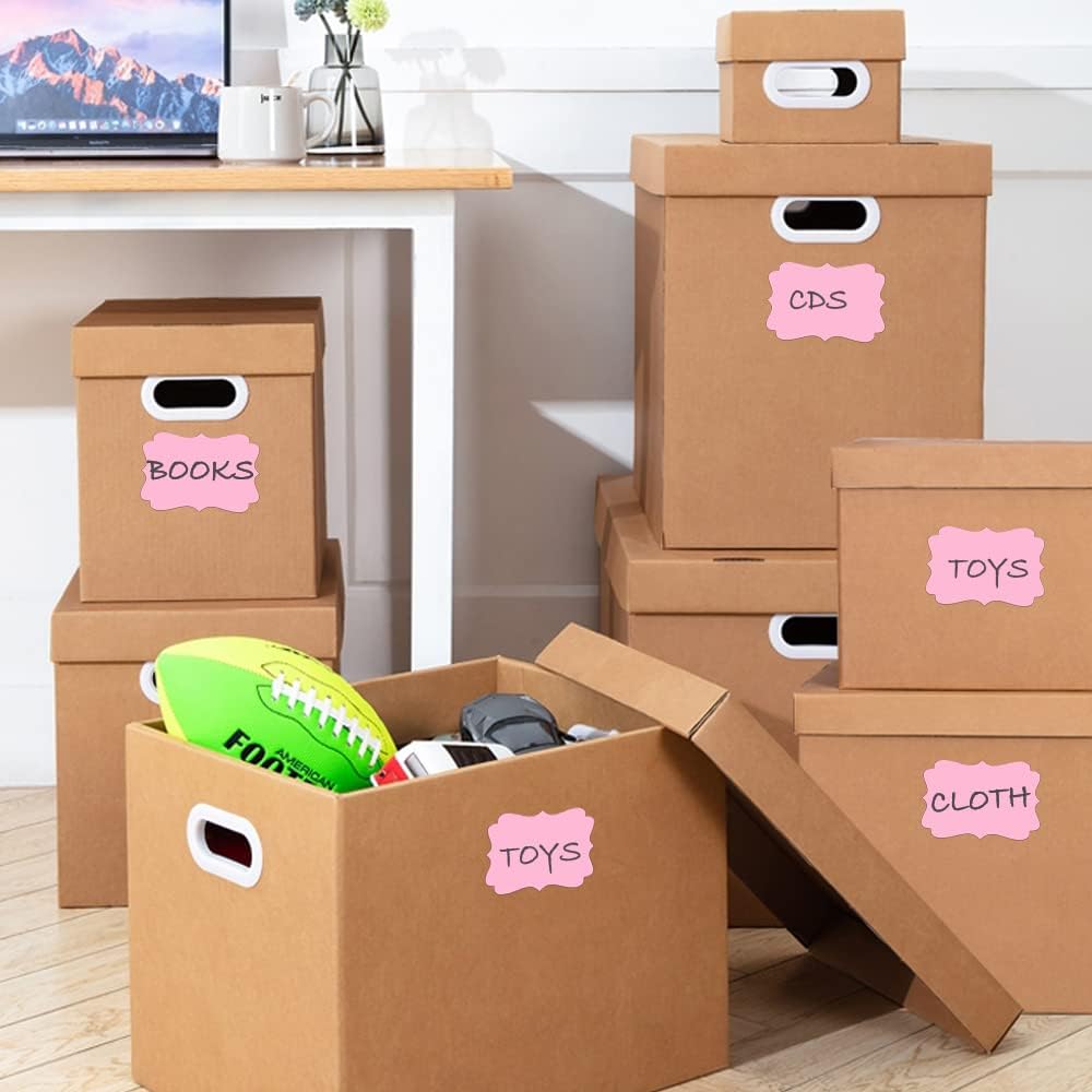 2 x3 Pink Label Stickers, Self-Adhesive Gift Tag Stickers, Write on Blank Labels for Essential Oil Bottles, Gifts, Name Tags, Fancy Shapes 200PCS