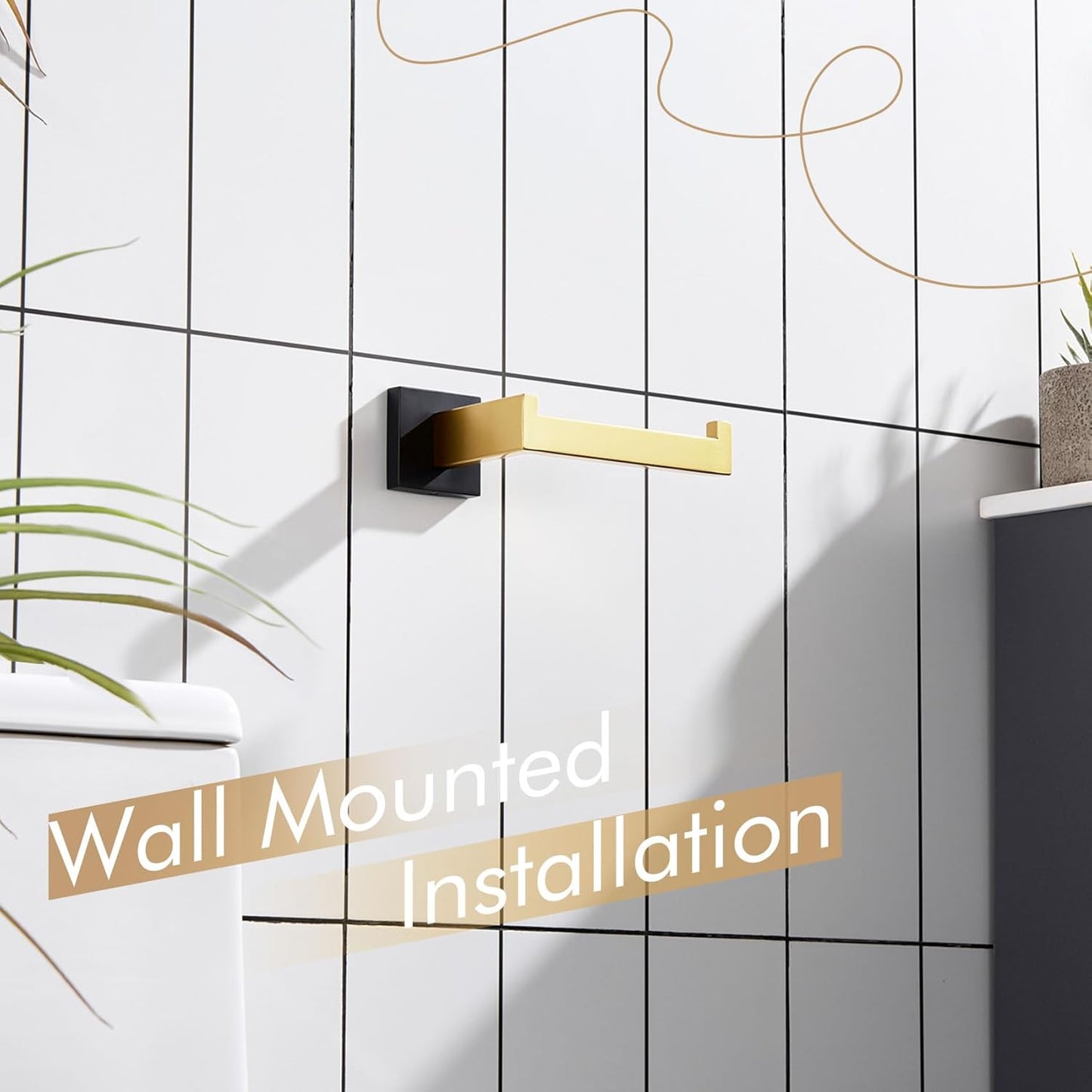 KOKOSIRI Toilet Paper Holders Wall Mounted Toilet Roll Holder for Bathrooms Hardware Washroom T-304 Stainless Steel, Matte Black and Gold B2003GDK