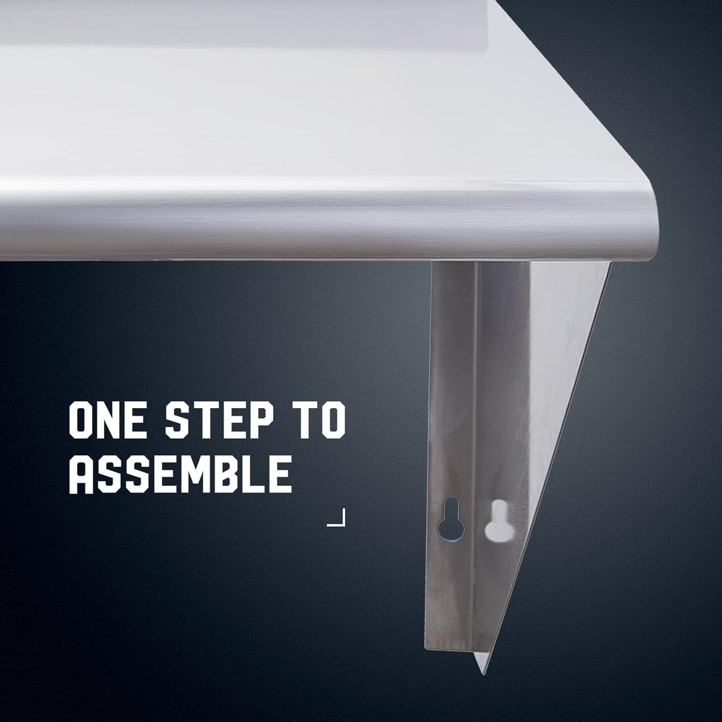 Profeeshaw NSF Stainless Steel Shelf 18” x 48”, 400 lb Commercial Shelves Wall Mounted Metal Shelving with Backsplash and 2 Brackets for Restaurant, Bar, Utility Room, Kitchen and Garage