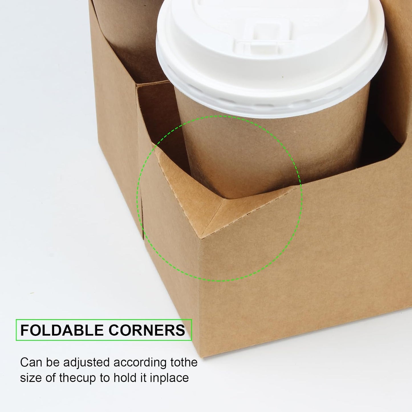 2-Cup Drink Carrier Handle, Kraft Paperboard Handled Drink Carriers 12-30 OZ to Go Coffee Cup Holder for Drinks, Takeout, Cafe and Restaurant Food Service Delivery, 50 Pack