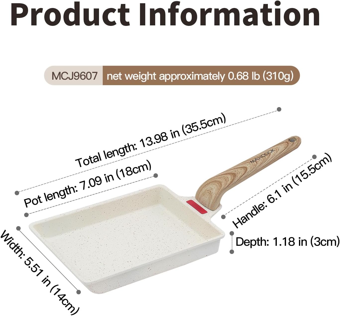 Small Egg Pan Tamagoyaki Nonstick Japanese Omelette Square Egg for Induction Gas Ceramic Stovetop