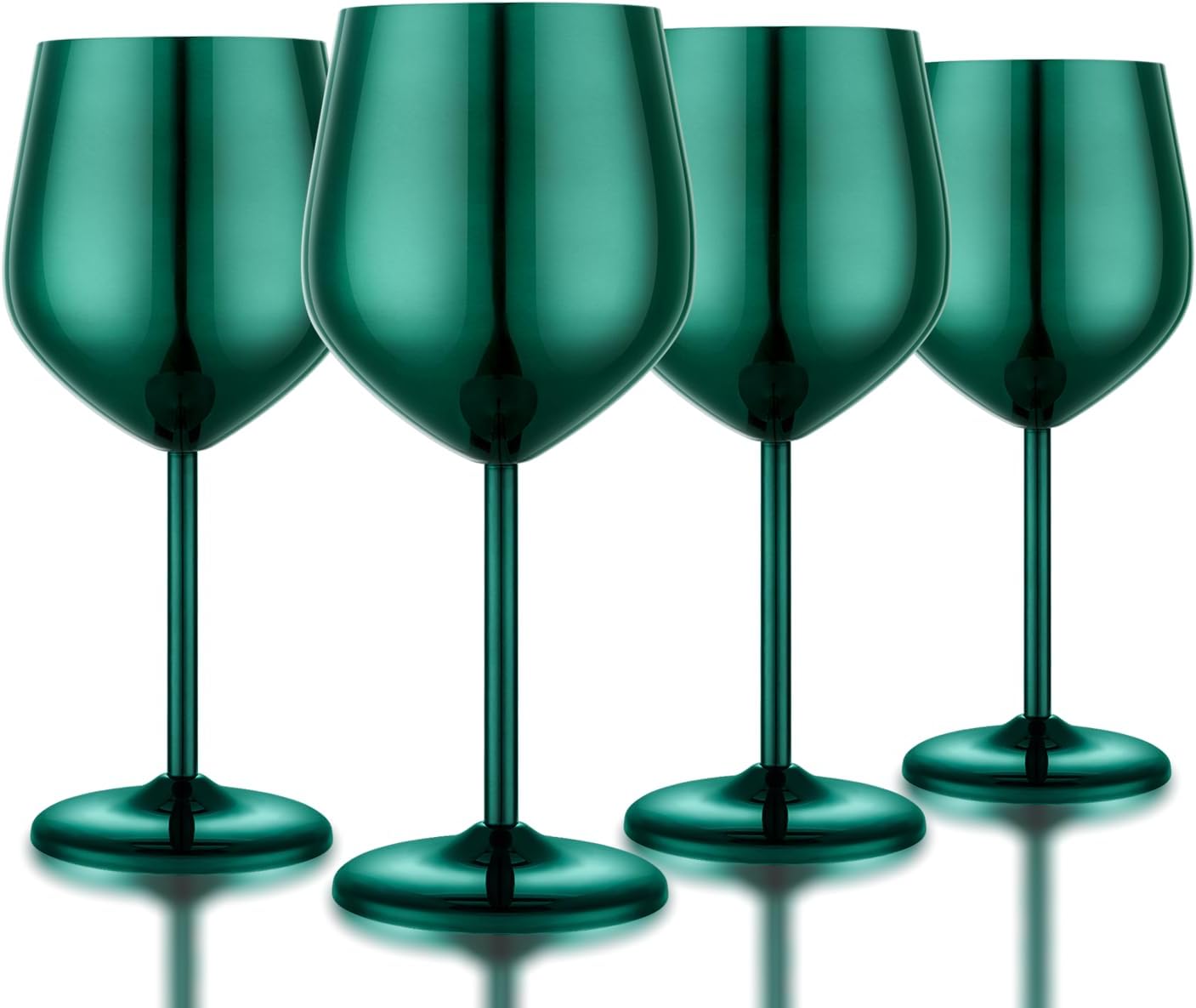 Stainless Steel Wine Glasses Set of 4 Unbreakable Green Wine Glass 18 oz Unique Metal Wine Goblets for Outdoor, Travel, Camping, Pool, Ideal Gift for Wine Lovers