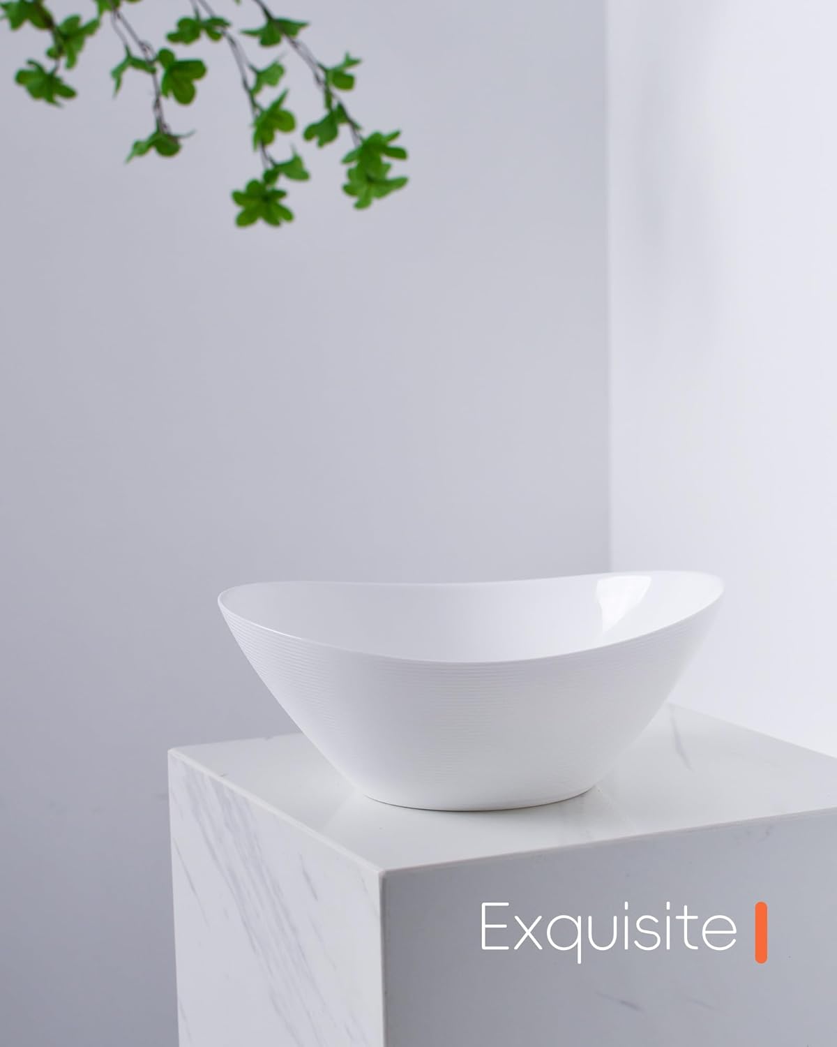 66 OZ Salad Bowl Set of 2, Opal Glass 10 inch Lightweight Serving Dishes for Salad, Fruit, Kitchen Microwave & Dishwasher Safe, Oval Shape White