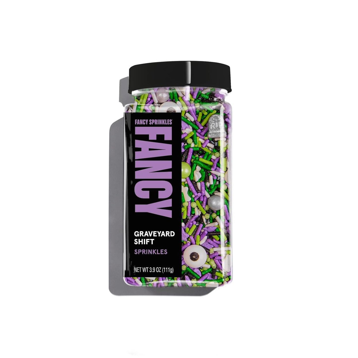 Fancy Sprinkles Limited Edition Halloween Graveyard Shift Purple and Green Crunchy Sprinkles, Plus Candy Eyeballs, Ghostly Confetti, and Eerie Tombstone Shapes (0.5c)