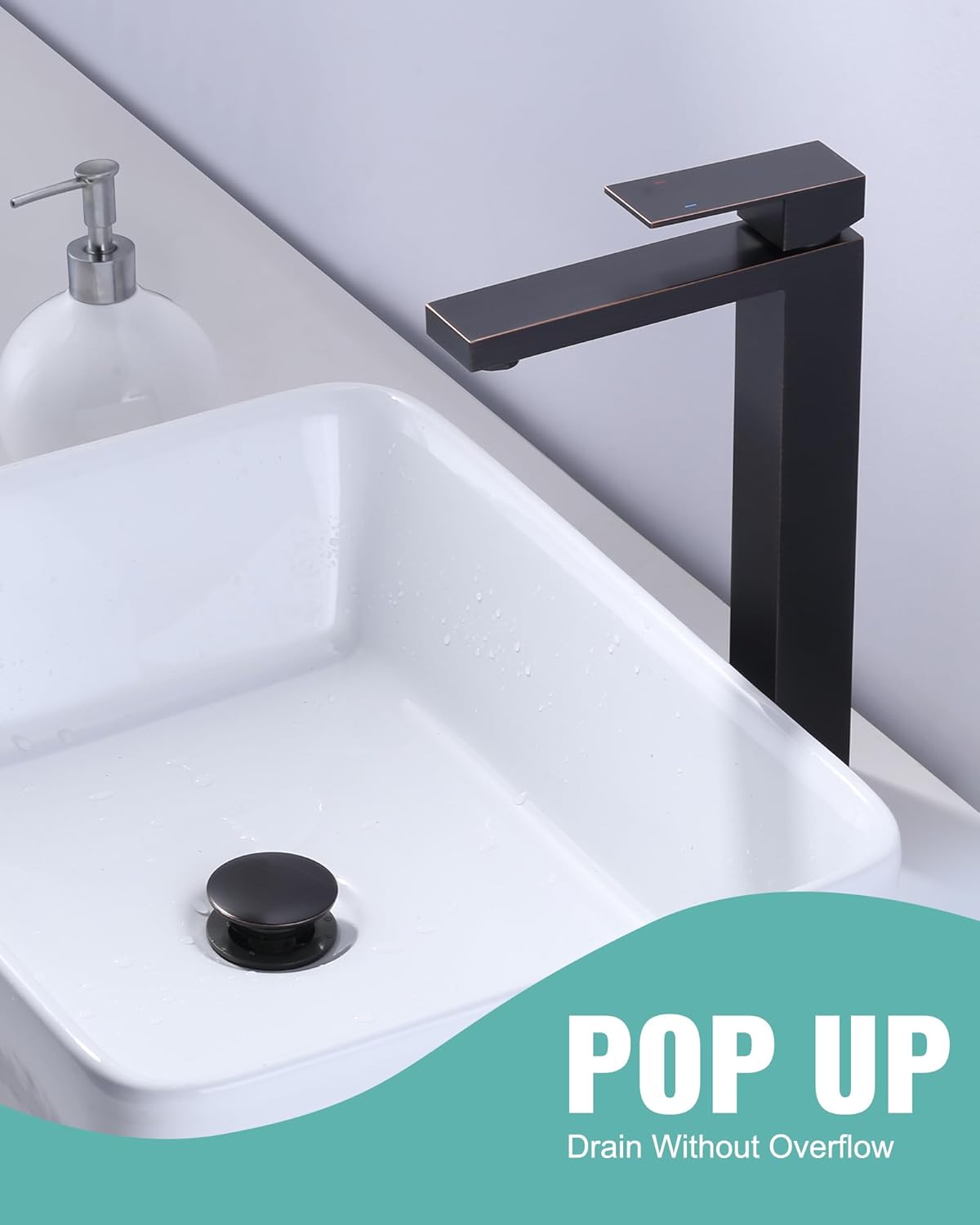Bathroom Sink Drain Without Overflow, ARCORA Oil Rubbed Bronze Pop Up Drain for Vessel Sink Clicker Drain Stopper