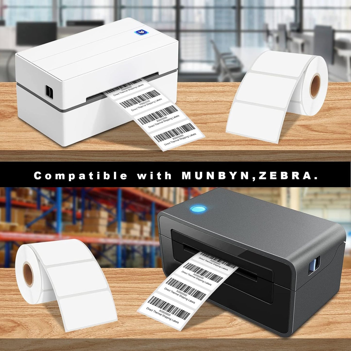 CLASSY 2" x 1" Direct Thermal Labels, 13000 Self-Adhesive Barcode Labels,Compatible with Rollo, Zebra Label Printers.