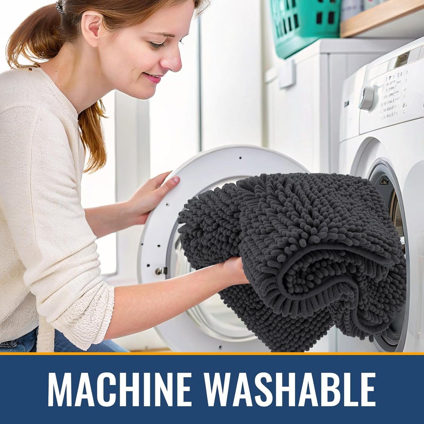 Arotive Bathroom Rugs 30x20, Extra Soft Absorbent Shaggy Chenille Bath Rugs, Machine Washable Rubber Backing Non-Slip Bath Mats for Bathroom Floor Tub and Shower, Home Decor Accessories, Dark Grey