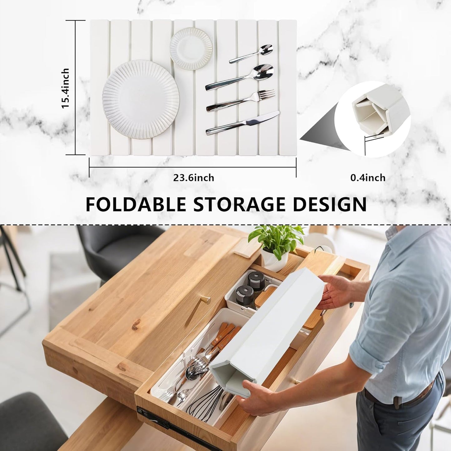 Large Stone Drying Mat for Kitchen Counter Diatomaceous Earth Collapsible 24”(L)*16”(W)Super Heat Resistant Mats, Quick Absorbent Dish Drying Rack(Dark Gray)