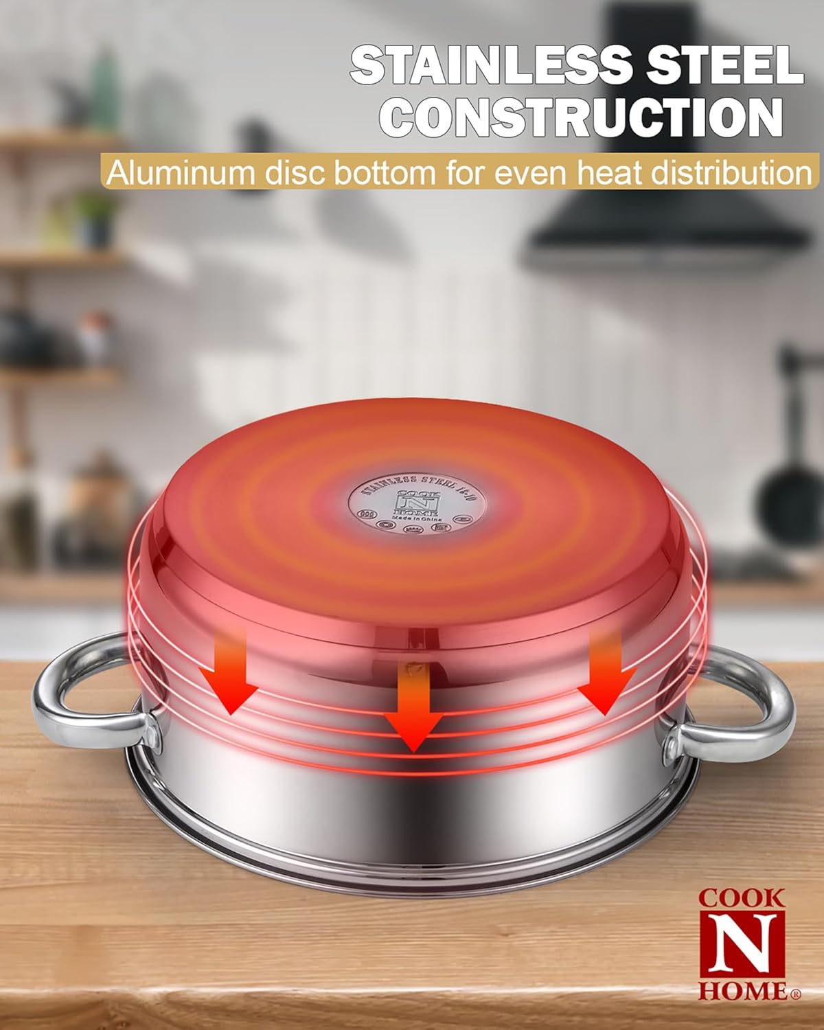 Cook N Home 16 Quart Stockpot with Lid, Stainless Steel