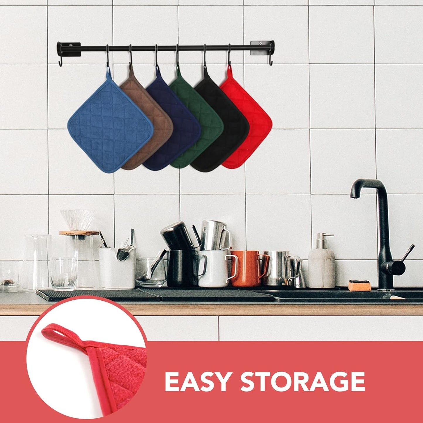 Joyhalo 4 Pack Heat Resistant Pot Holders - Terry Cloth Sets for Cooking & Baking