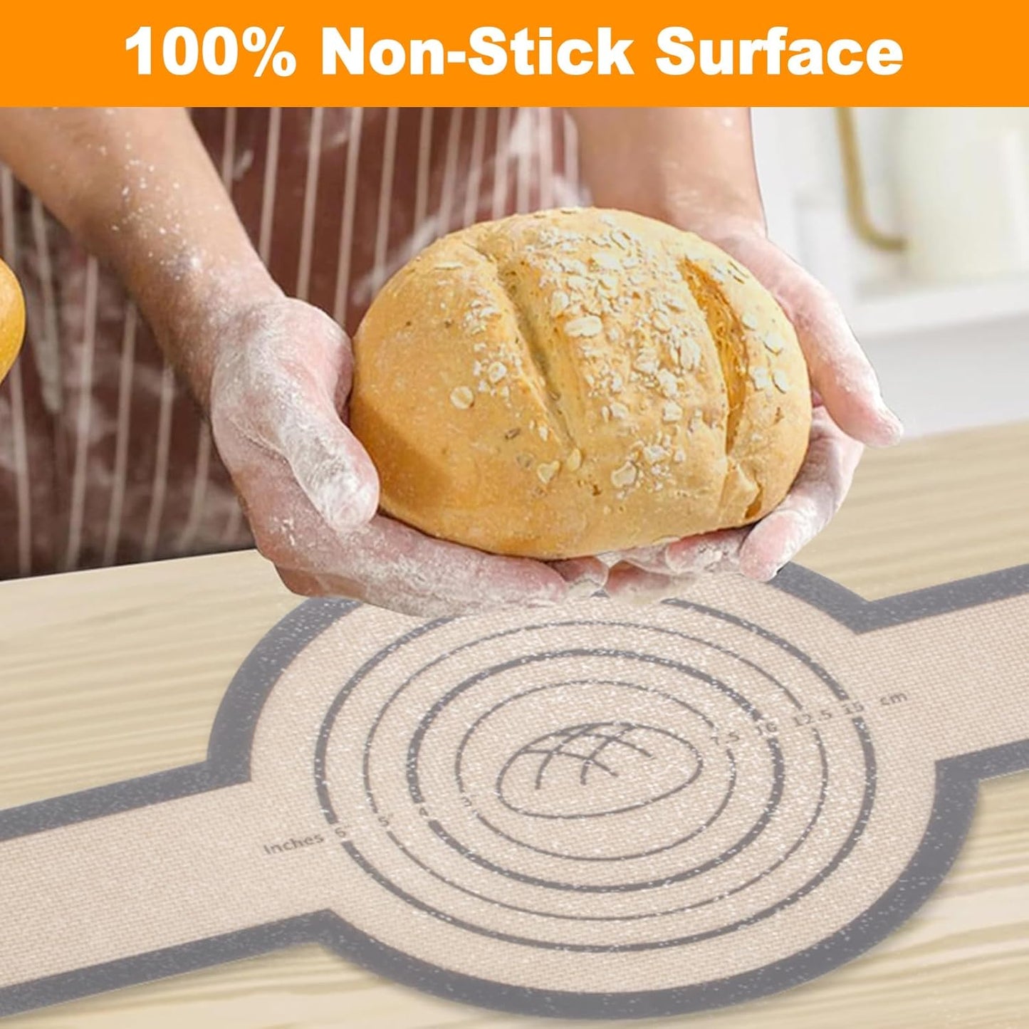 Philorn Silicone Bread Sling for Dutch Oven 2 Pcs, Reusable Silicone Bread Baking Mat With Extra Long Handles Non-Stick & Easy to Clean for Transfer Sourdough, Round