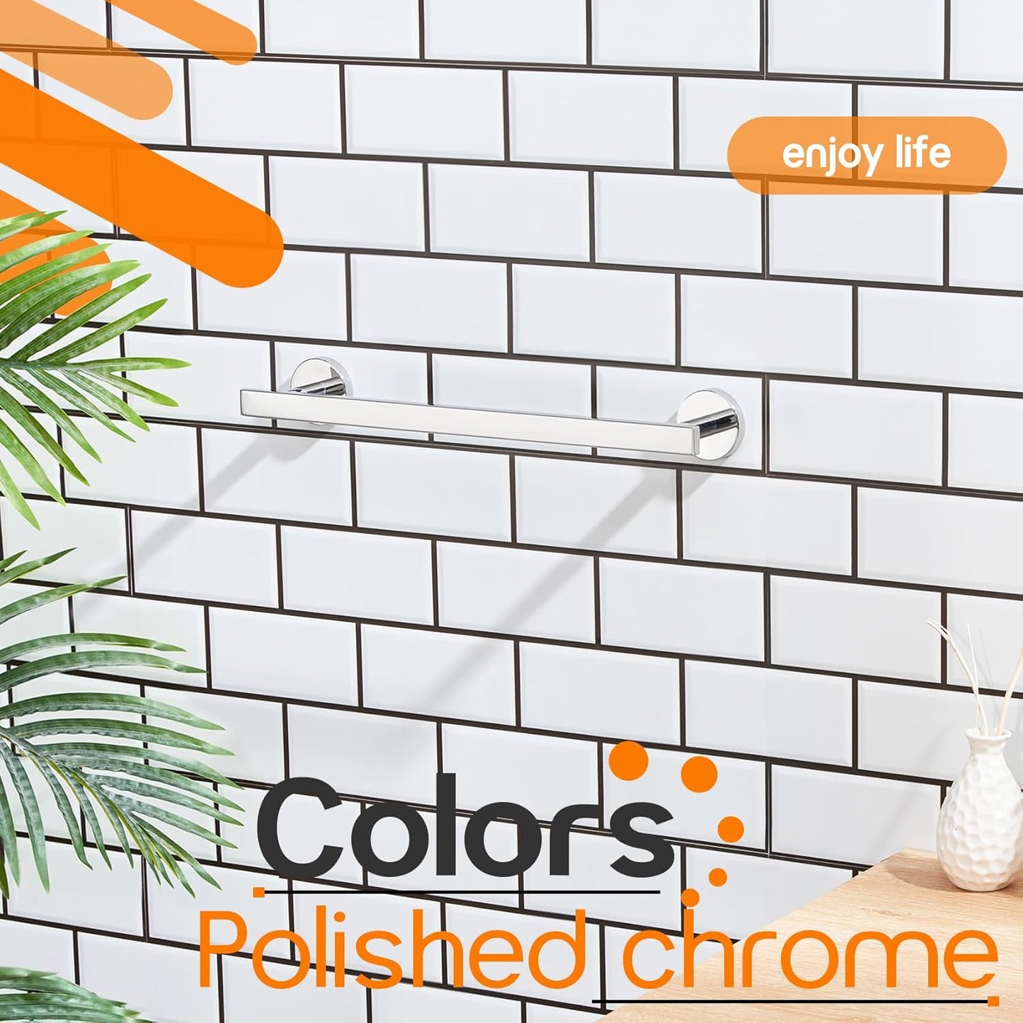 16 Inch Bathroom Towel Bar Bath Towel Rack Kitchen Towel Holder Towel Hanger Wall Mounted SUS304 Stainless Steel 2 Pack Polished Chrome AN4001CH-L16-P2