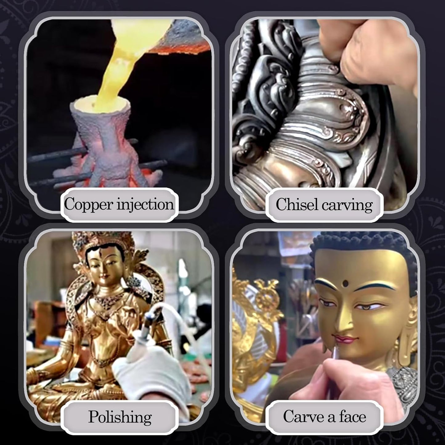 Buddha Statue Indoor, Handmade Tibetan Buddhism Copper Decoration, Hand-Painted Buddhist Budda, Hinduism Nepalese Craft Meditation(5.51", Amitabha)