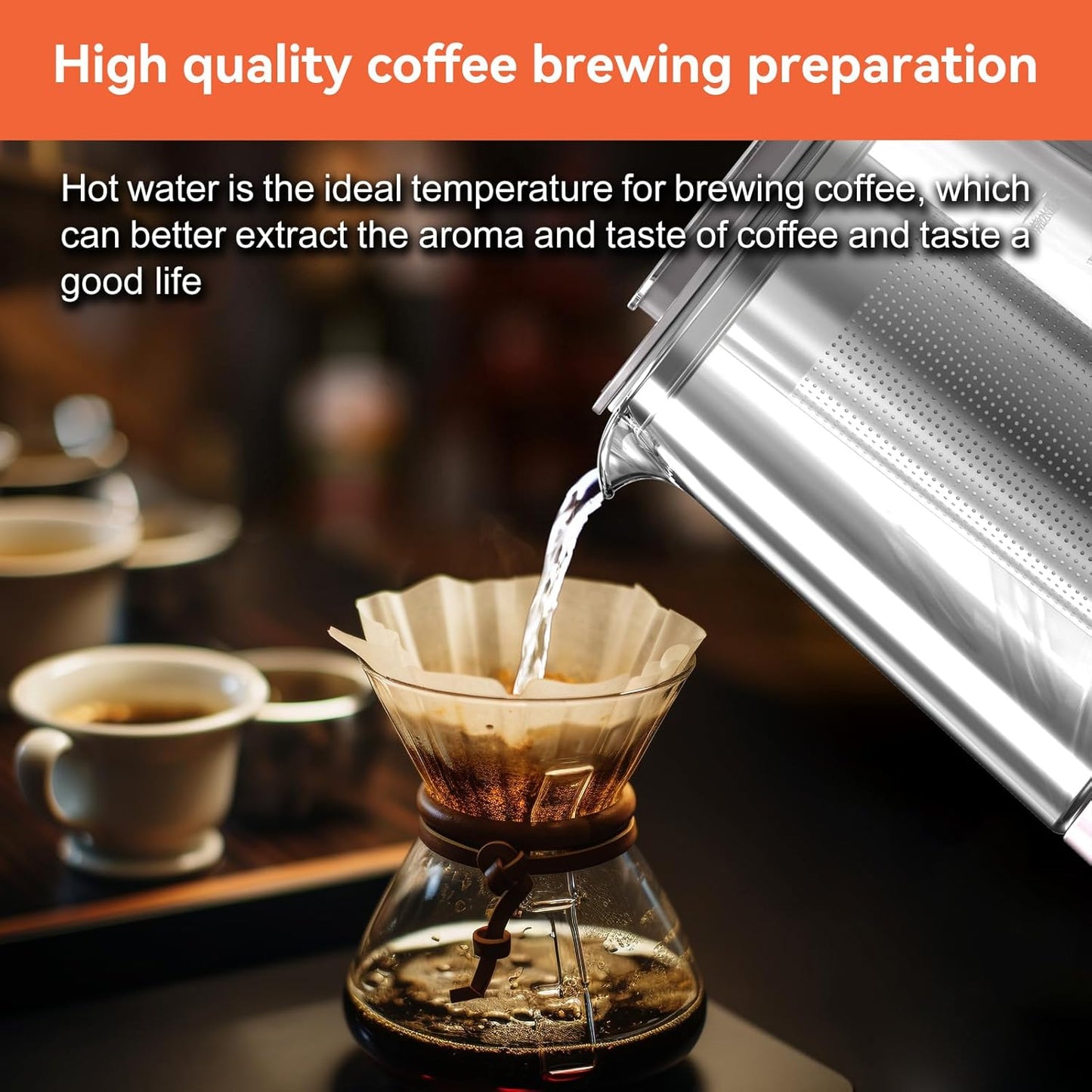 Titanium & Stainless Steel Electric Kettle with Tea Infuser and Temperature Control,1.5L Glass Tea Maker,1500W Rapid Boiling,Programmable Control for your Favorite Teas and Coffee-Grey