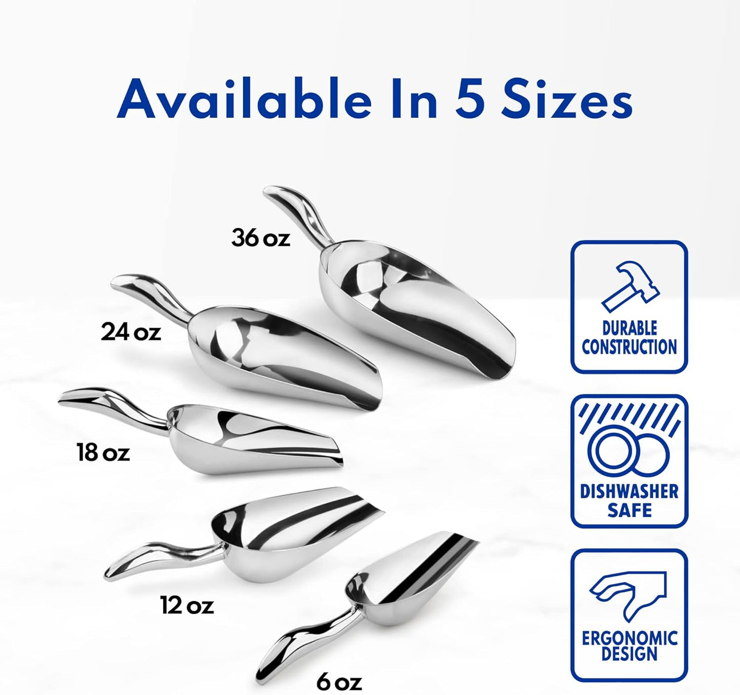 New Star Foodservice 1028522 Stainless Steel Bar Ice Flour Utility Scoop, 18-Ounce