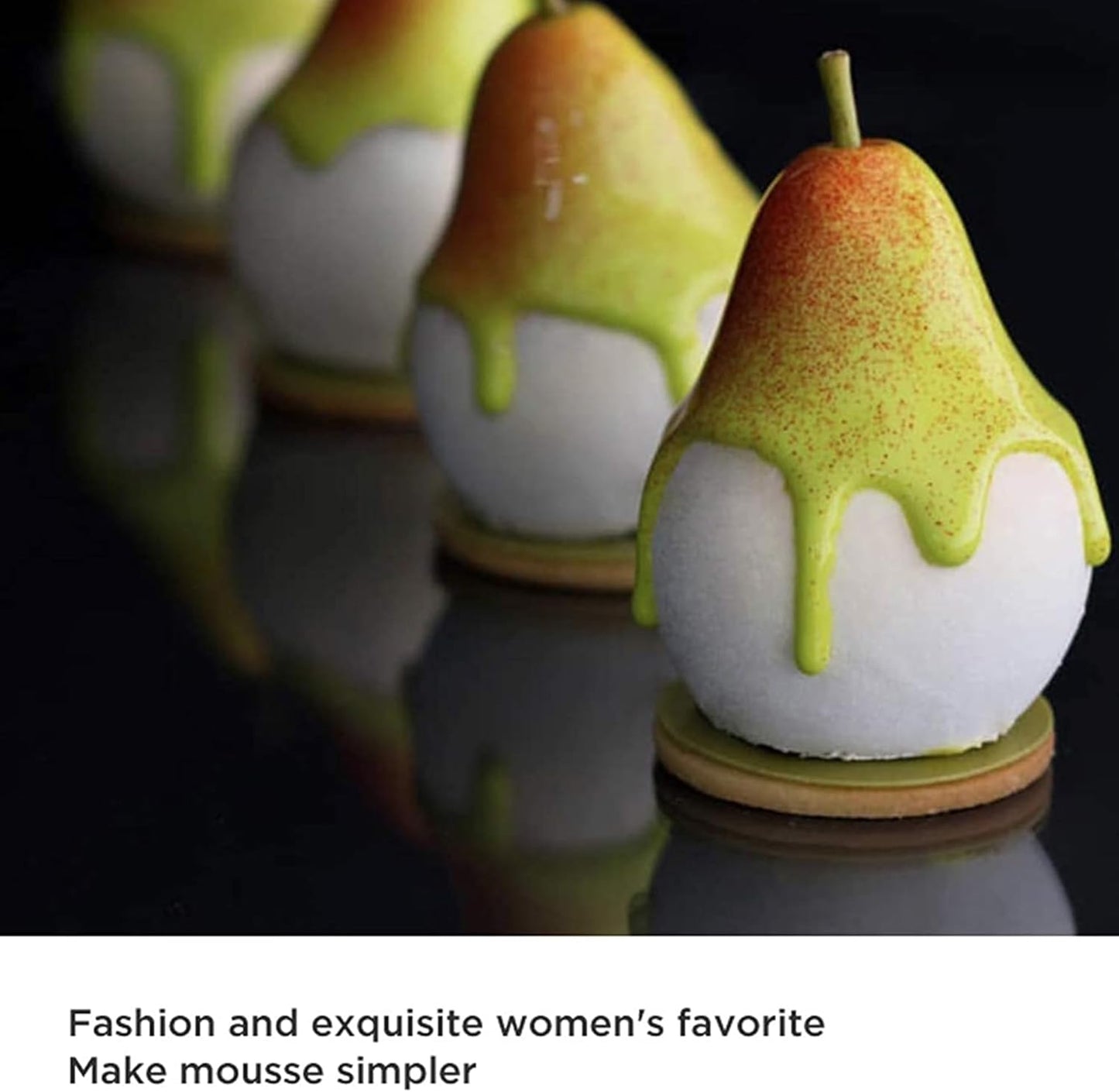 OCPO KITCHEN 3D Pear Shape Silicone Molds for Baking Mousse Cake, 3D Silicone Baking Mold for Candy Pastry Chocolate Truffle Cupcake Jelly Cookie Pudding Cake Decoration Mold, Pear Shape (15-Cavity)