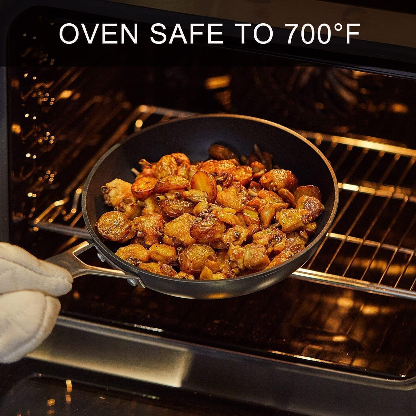 MsMk 11 Inch Nonstick Frying Pan with Lid,Titanium and Ceramic Nonstick skillet with lid, PFOA Free Non-Toxic, Stay-Cool Handle, Scratch-resistant, Induction Skillet With Lid for Induction, Ceramic