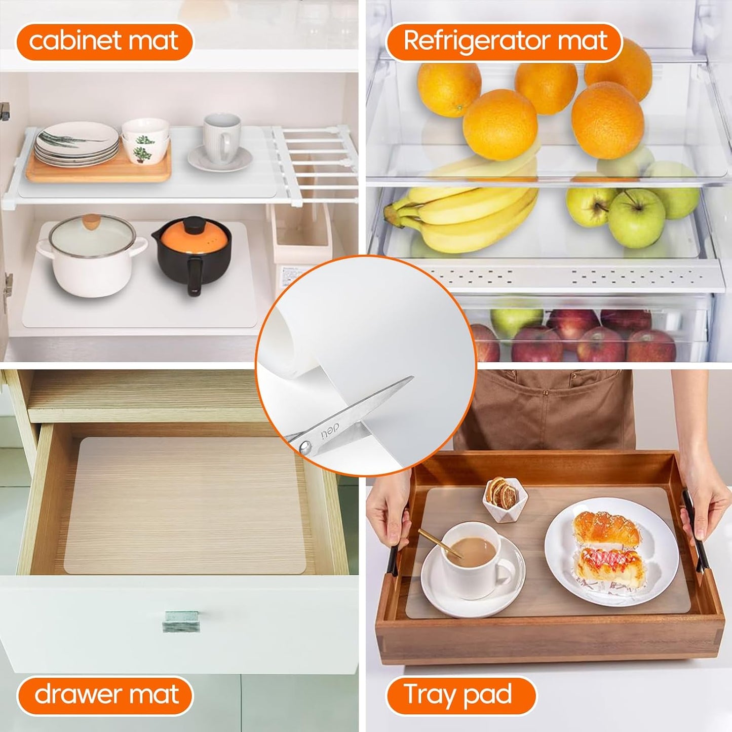 Large Silicone Mats for Kitchen Countertop, Heat-Resistant Placemats and Coasters to Protect Your Tabletop, Skin-Friendly Surface Counter Protector, Freely Cuttable (Translucent, 12" x 72" x 1.6mm)