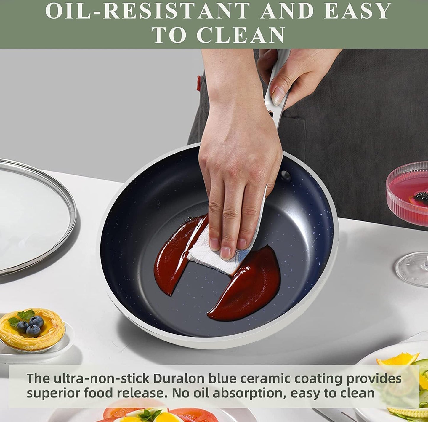 Nuwave 12pc Forged Lightweight Cookware Set, G10 Healthy Duralon Ceramic Ultra Non-Stick Coating, Vented Tempered Glass Lids, Stay-Cool Handles, Induction-Ready & Works on All Cooktops, PFAS Free