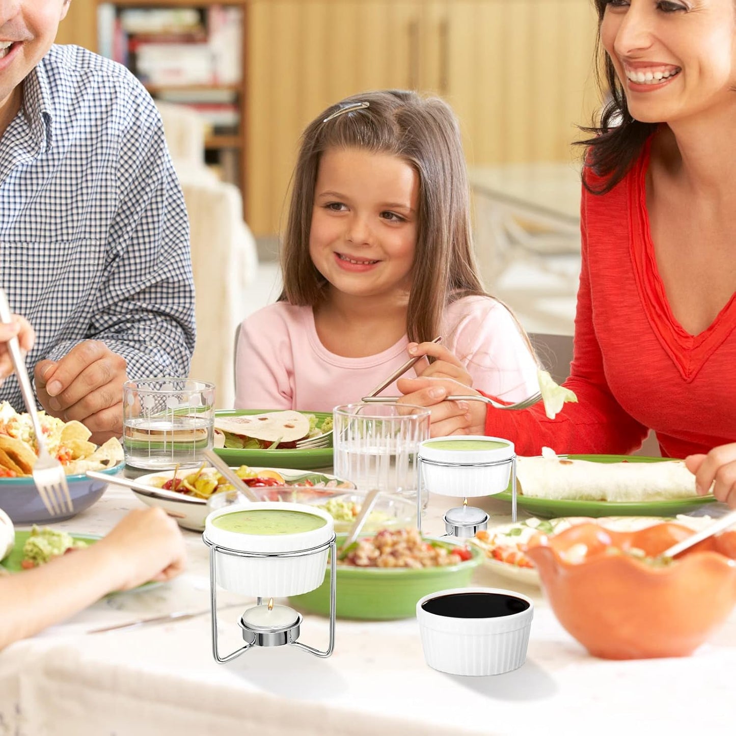 60 Pcs Ceramic Butter Warmers Set, Include 12 Butter Warmers for Seafood Melter with Stands, 48 Tea Light Candles Food Warmer Candle for Fondue Chocolate Dishwasher Microwave Oven Safe