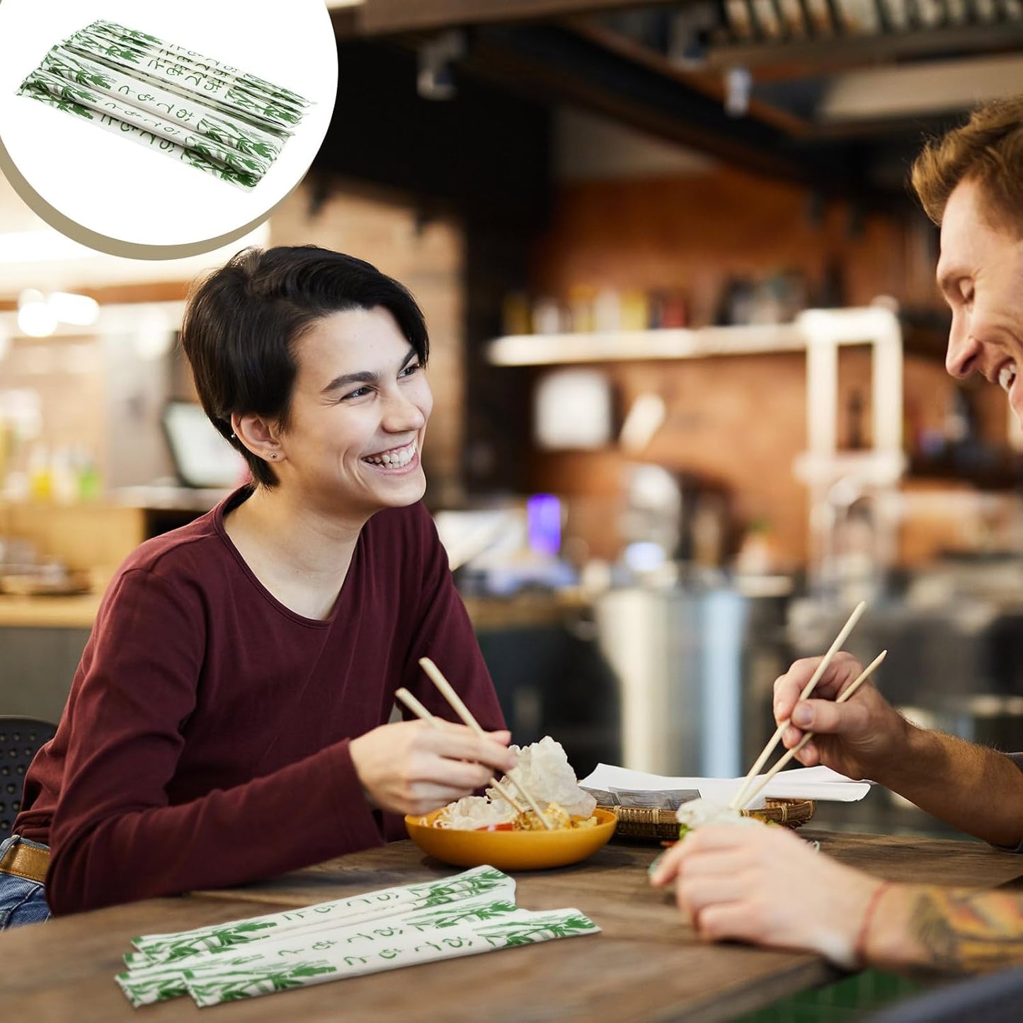 Sabary 1000 Pairs Bamboo Chopsticks Disposable Sleeved and Separated Chop Sticks Quality Chopsticks Disposable UV Treated(Bamboo)