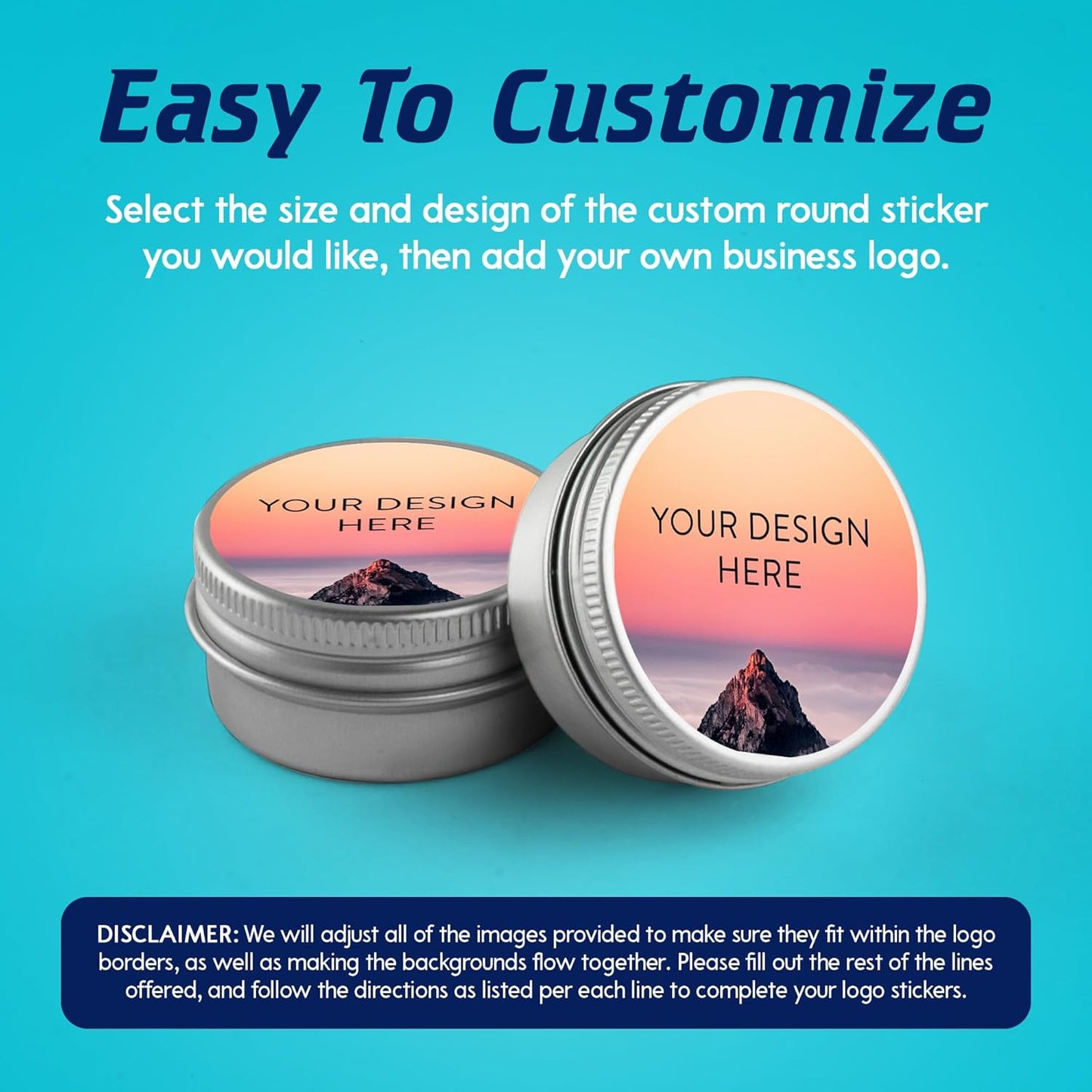 100 Custom Vinyl Stickers - Upload Your own Image, Text, Design, Logo - Personalized Logo Labels for Handmade, Packaging, Bottle, Jars, Candle, Brand Stickers (Mountain, 5x5)