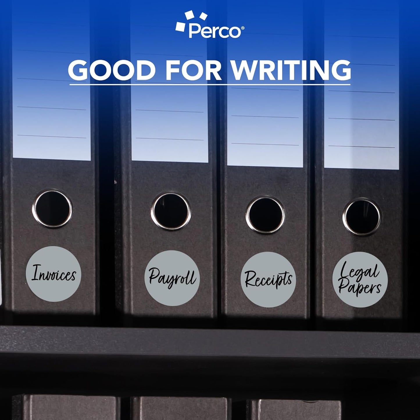 Perco Grey 3-Inch Round Circle Dot Sticker Labels - Multi-Roll Pack (3 Rolls, 500 Labels Each) - Permanent Adhesive, Vibrant Colors, Strong Hold - Perforated for Easy Use - Made in USA