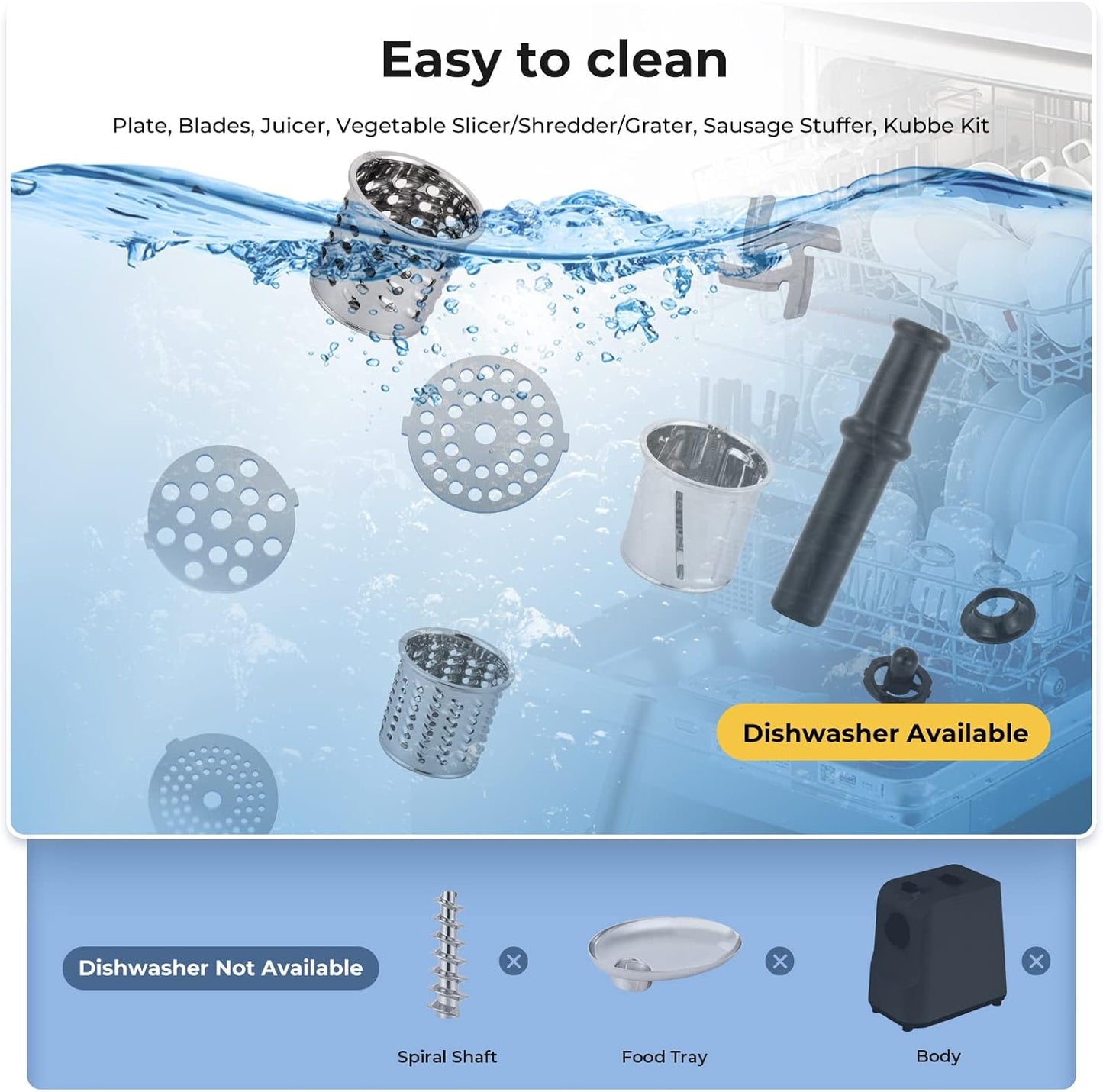 Meat Grinder Electric 9-In-1 Grinder 1700W For Meat with Attachments Sausage Maker, Kubbe Kit Stainless Steel Juicer, 3 Grinding Plates Meat Grinder for Home & Kitchen