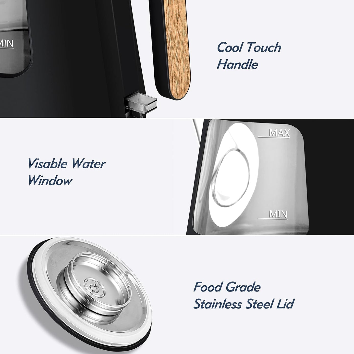 Topwit Electric Kettle, 1.0L Electric Tea Kettle with Removable Stainless Steel Infuser, BPA-Free Electric Glass Kettle with Window, Double Wall Water Warmer, Gooseneck, Auto-shut Off, Black