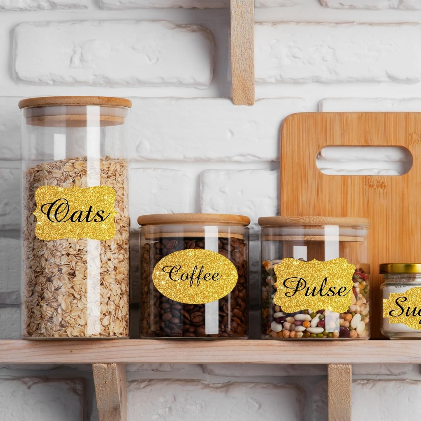 350 PCS Gift Tags Stickers Name Labels Stickers,2" x 1.2" Fancy Shape Stickers Self-Adhesive Handmade Bottle All-Purpose Jar Labels for Presents Cosmetic Decoration Jars Food Craft (Bright Gold)