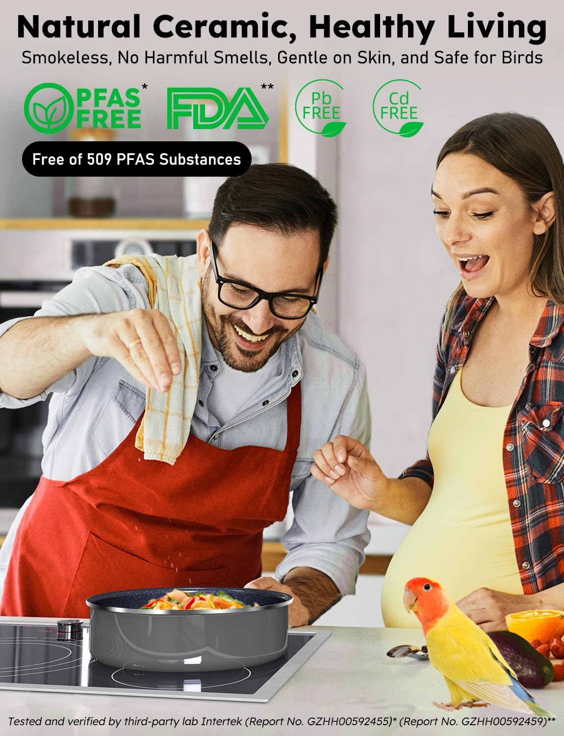 Pro DUXANO 12PC Hybrid 3-Ply Stainless Steel Skillet&Nonstick Pots and Pans Set, High Heat Sear&Fry, 2-Layer Ceramic Induction Cookware, 9H Scratch-Resistant&Anti-Warp,PFAS Free,All Cooktop/Dishwasher