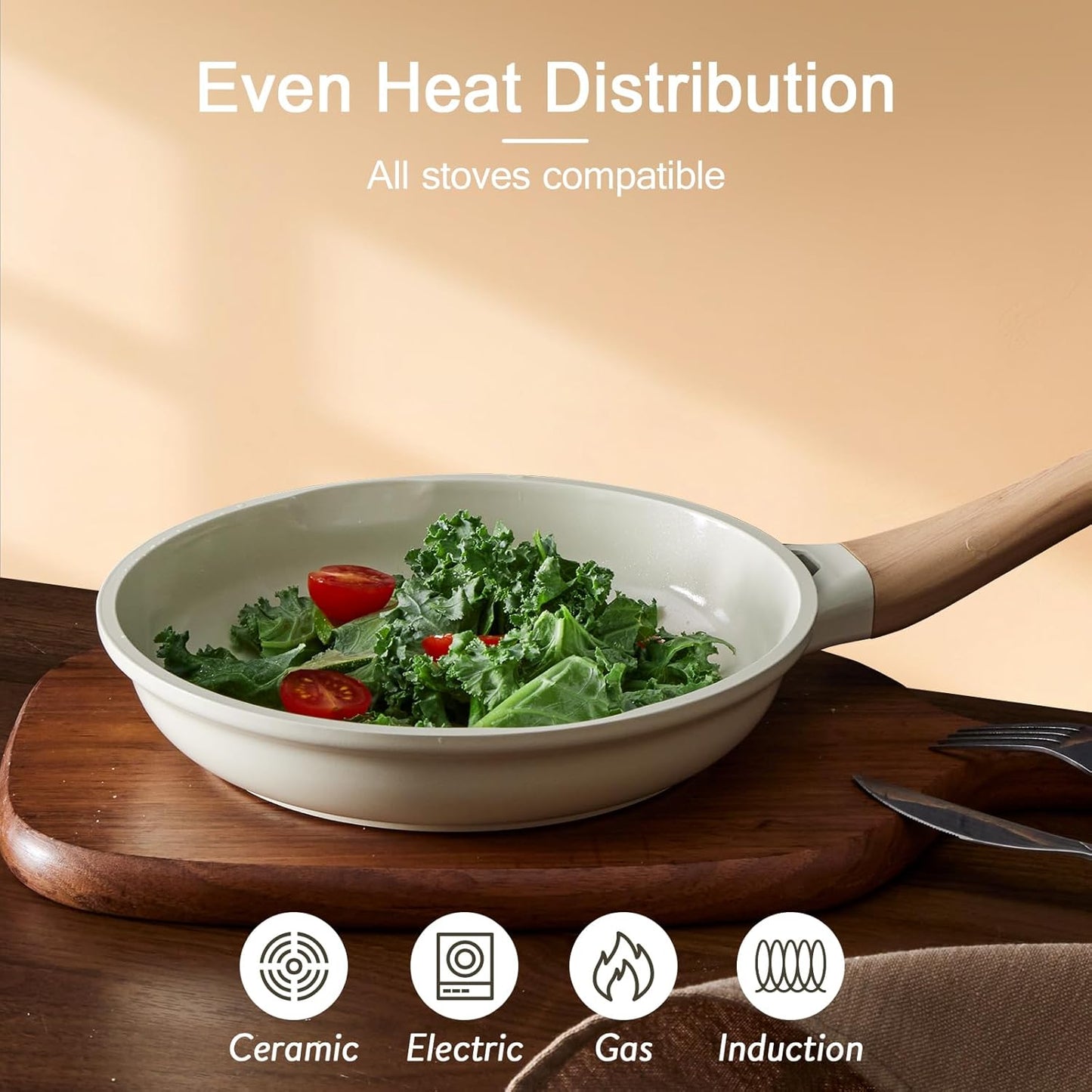 21Pcs Pots and Pans Set with Aluminum Lid, Nonstick Ti-Ceramic Cookware Sets, Induction Cookware Non Stick Cooking Set w/Frying Pans & Saucepans(PFOS, PFOA Free)-White