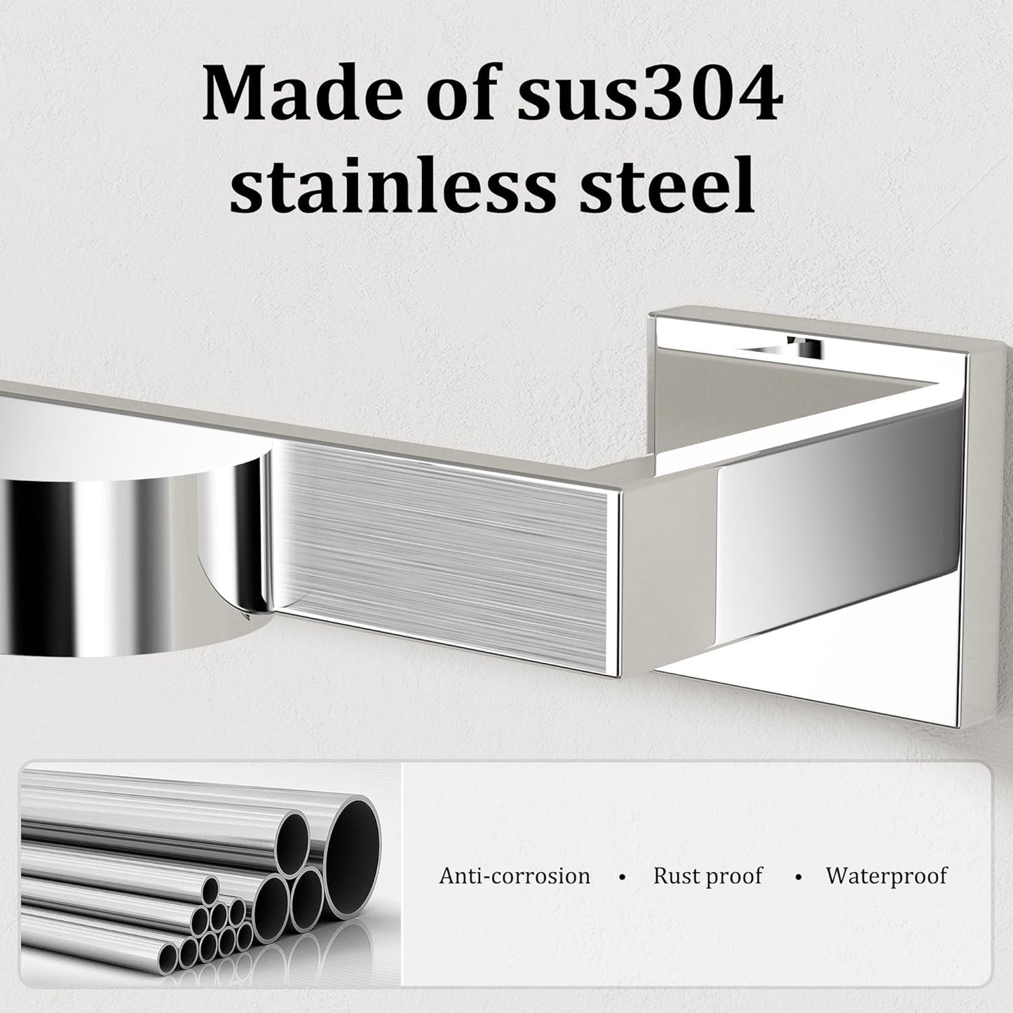 Alise Polished Chrome Towel Bars,15.75 Inch Towel Holder Towel Racks for Bathroom and Lavatory,SUS304 Stainless Steel Hand Towel Hanger Rail Wall Mount,Useable Length 13.98 Inch Towel Bar, GYT040-C