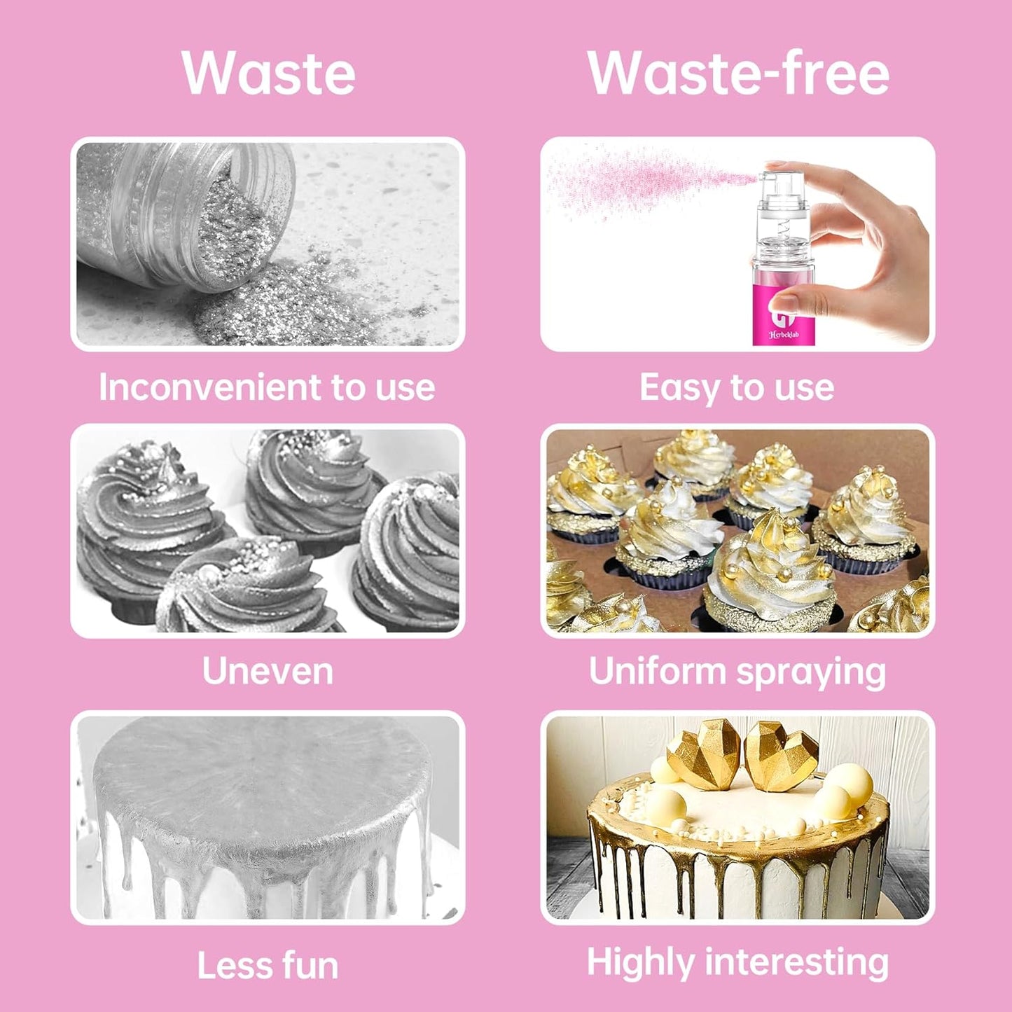 Purple Edible Glitter Spray - 10g Edible Purple Glitter for Cakes Food Grade Metallic Shimmer Powder Cake Sprinkles for Cookie Decorating Chocolate Strawberry