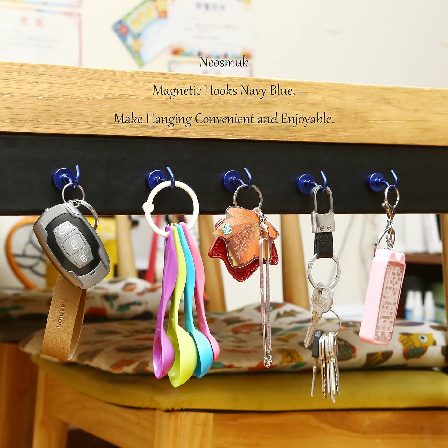 Neosmuk Magnetic Hooks, Cruise Ship Essentials, 30lb+ Heavy Duty Magnetic Hooks for Cruise Cabins, Refrigerator, Grill, Hanging, and Travel | Extra Strong Must-Haves Magnet Hook(Navyblue,Pack of 12)