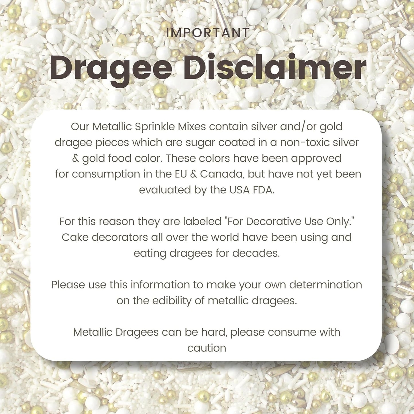 Wedding White Sprinkle Mix| Made In USA By Sprinkle Pop| Pastel White Sprinkles With Gold Metallics Dragees| Sprinkles For Decorating Bridal Shower Wedding Anniversary Party Cupcakes Cake Cookies, 2oz