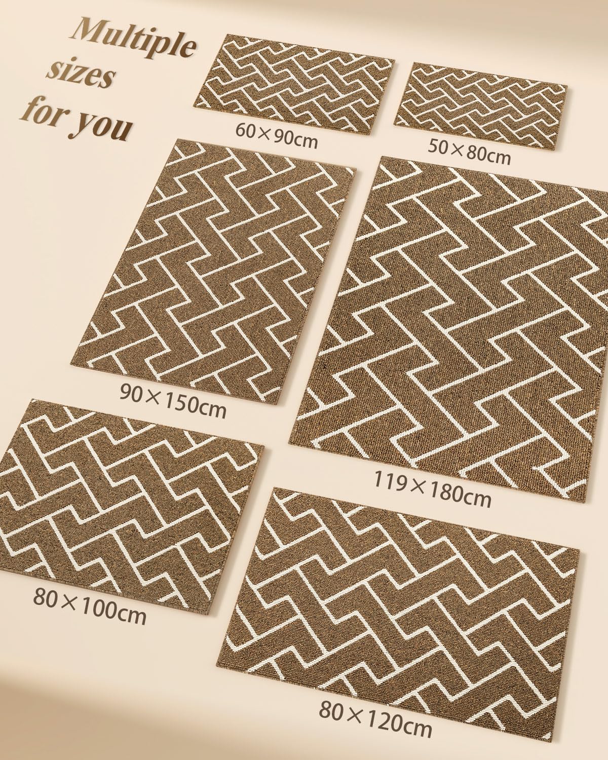 hicorfe Kitchen Rugs and Mats,Kitchen Mats for Floor,24"x35" Non Slip Runner Rug,Absorbent Resist Dirt Comfort Standing Mat Machine Washable for Entryway,Hallway,Front of Sink(Brown)