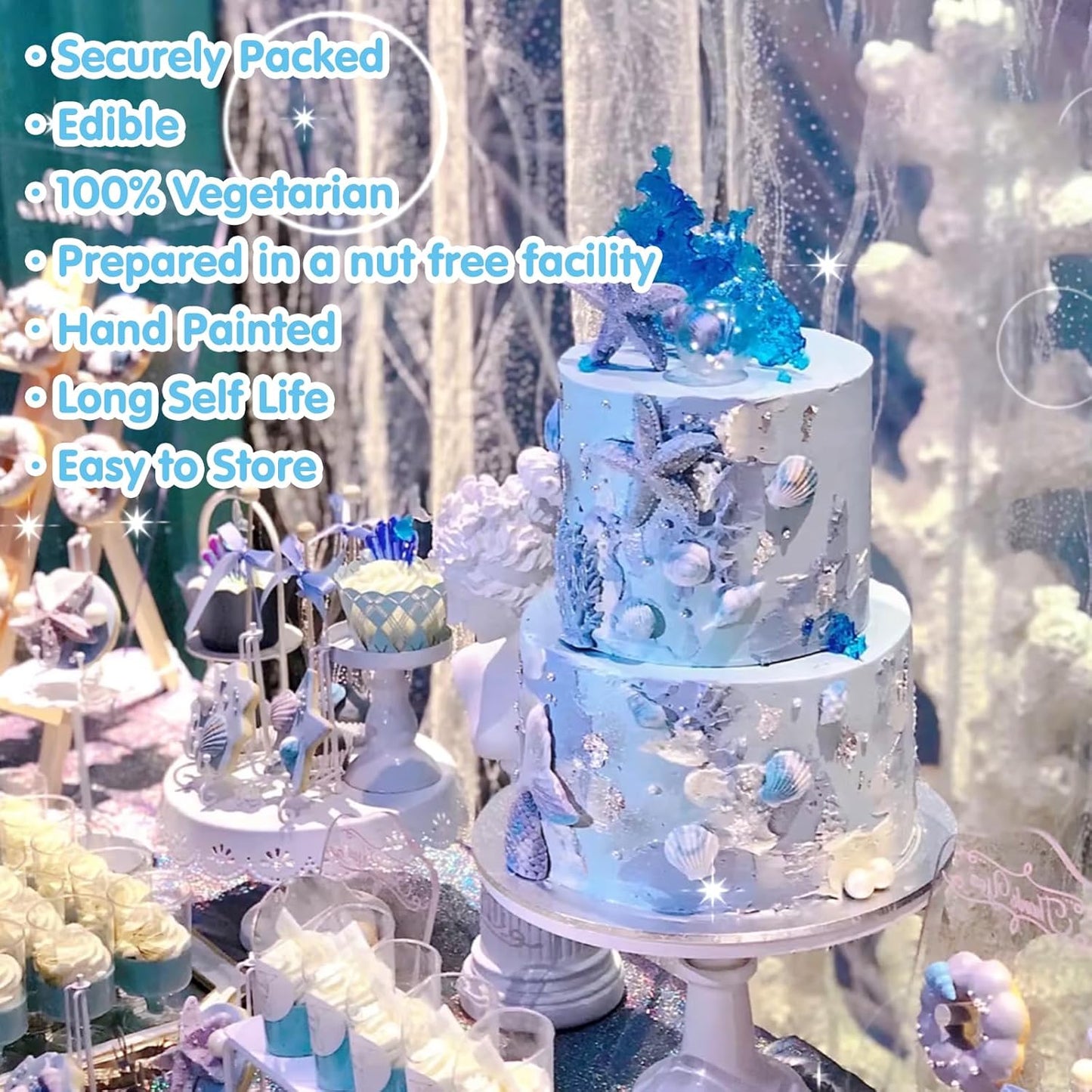 Edible Seashell Sprinkles Cake Decorating,130g/4.58oz,Pink Purple Pearl Sugar Sprinkle,Mix Sea Beach Stars Shell Sprinkles, Ocean Theme Baking Candy Decorations,Cupcake,Ice Cream Cookie Donuts Toppings,Birthday Children's Summer Party Supplies