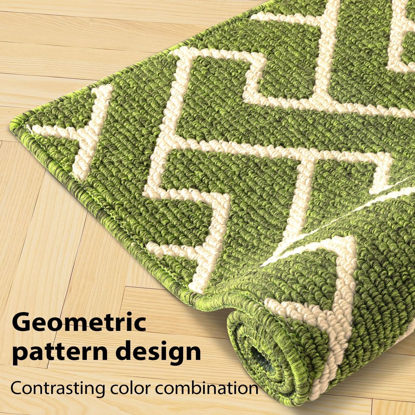 hicorfe Kitchen Rugs and Mats Sets,Non-Slip Absorbent 100% Polypropylene Kitchen Mats for Floor,Comfort Kitchen Runner Mat,Washable for Kitchen,Sink,Laundry(20" x 31.5" Plus 20" x 48",Sage Green)