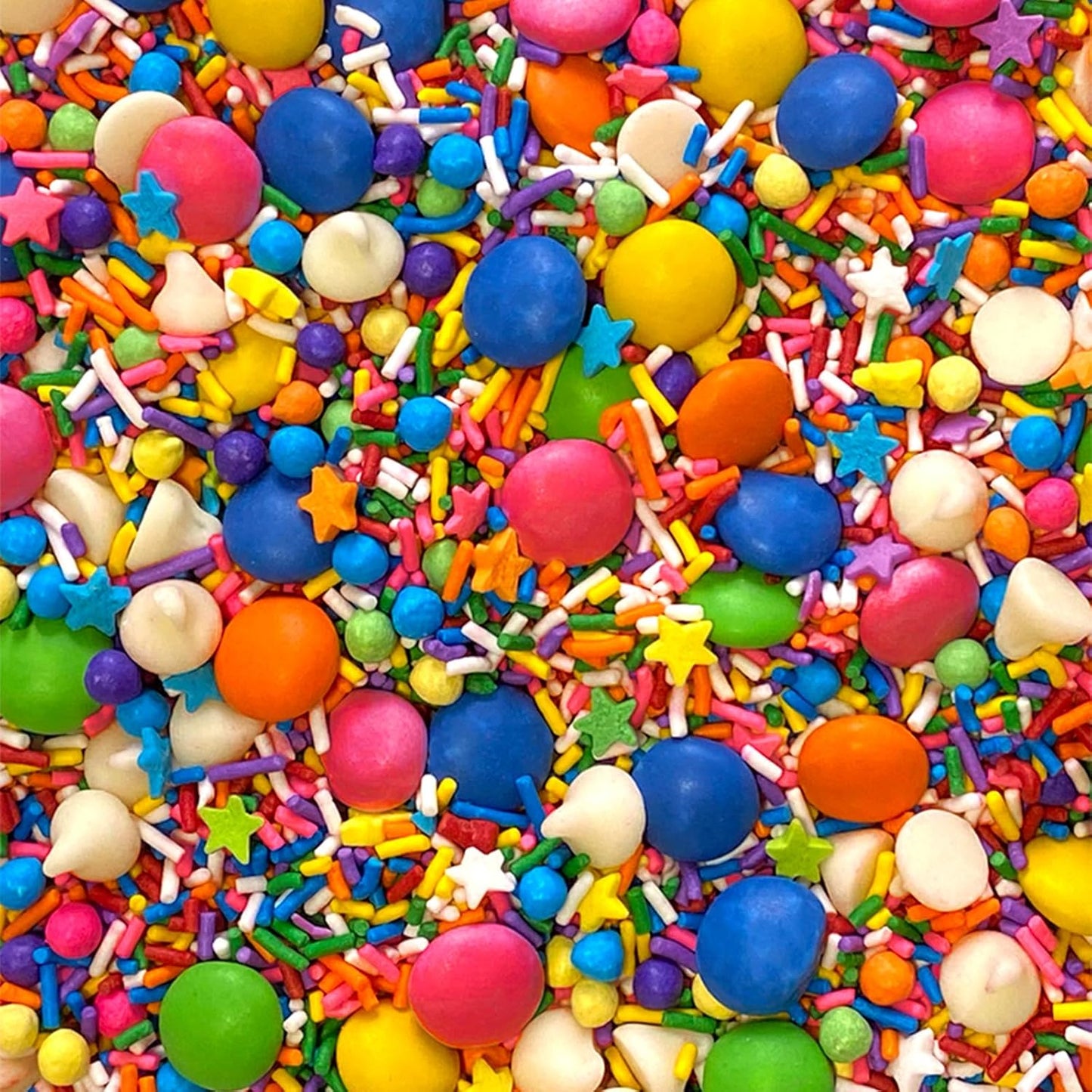 Fancy Sprinkles Rainbow Baking Confetti Sprinkles and Chocolate Pieces, Crunchy Jimmies, Chocolate Gems, Candy-Coated Chocolatey Morsels, Star Confetti Pieces, And White Morsels 8 oz Bag (2 Pack)