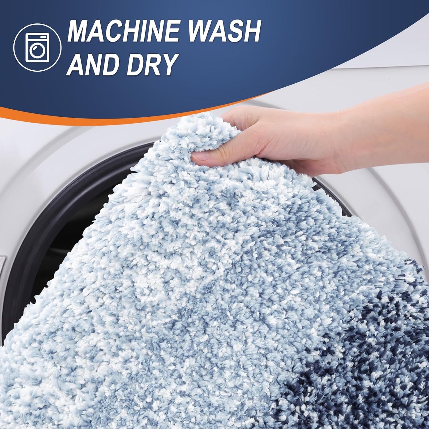 OLANLY Bathroom Runner Rugs 47x17, Extra Soft Absorbent Microfiber Bath Rugs, Rubber Backing, Quick Dry, Washable Bath Mats for Bathroom Floor, Tub and Shower, Home Decor Accessories, Navy Blue