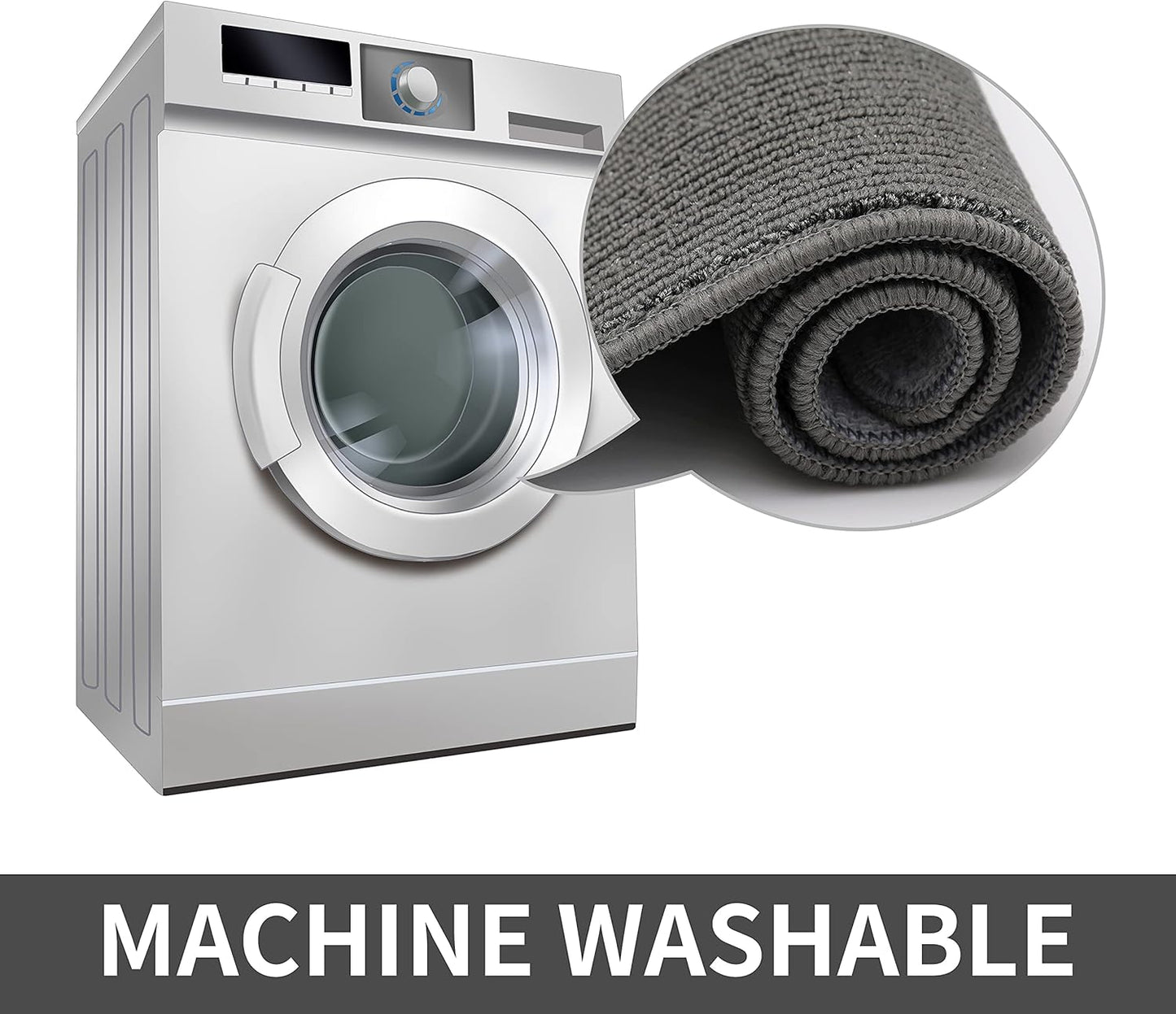 COSY HOMEER 24X60 Inch Kitchen Rug Mats Made of 100% Polypropylene Strip TPR Backing Soft Kitchen Mat Specialized in Anti Slippery and Machine Washable,for Kitchen, Floor Home,Office,Sink,Laundry,Grey