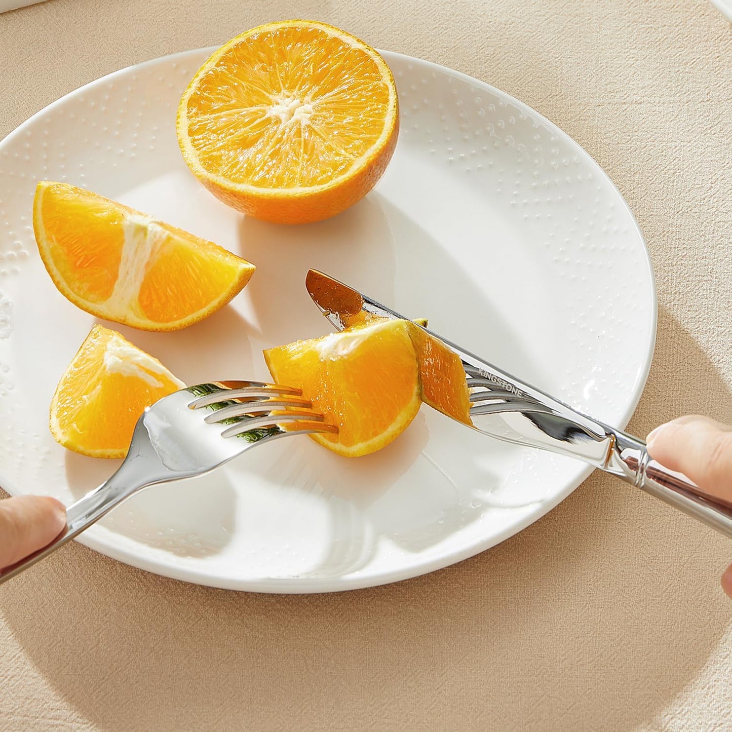 KINGSTONE Silverware Set, 20-Piece Flatware Set for 4, 18/10 Stainless Steel Cutlery Set with Bead Edge, Utensil for Kitchen, Home, Party, Wedding, Mirror Polished, Dishwasher Safe, Featured Gifts