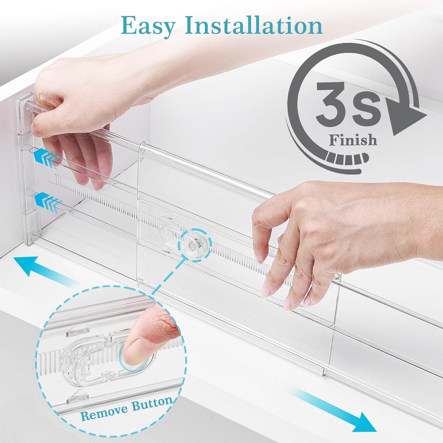 Vtopmart 8 Pack 6" Tall Upgrade Drawer Dividers for Big and Deep Drawer, 12.8"-22.3" Adjustable Expandable Dresser Drawer Organizer, Clear Plastic Separators for Dresser, Baby Supplies, Kitchenware